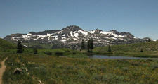 Round Top and The Sisters through Carson Gap with the pond in foreground